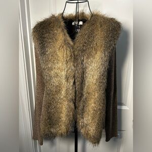 LaSeine Faux Fur‎ Brown and Tan Sweater
